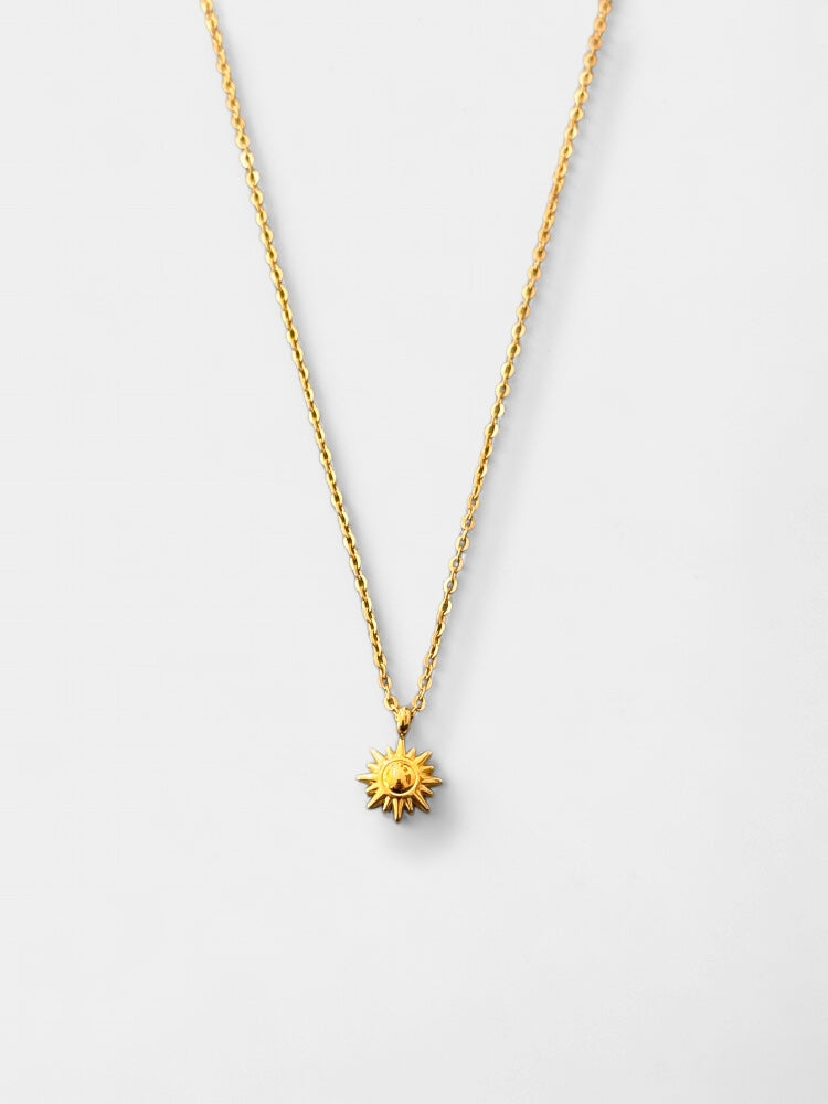 Sol Nascente | Colar com corrente chapada em ouro 14k