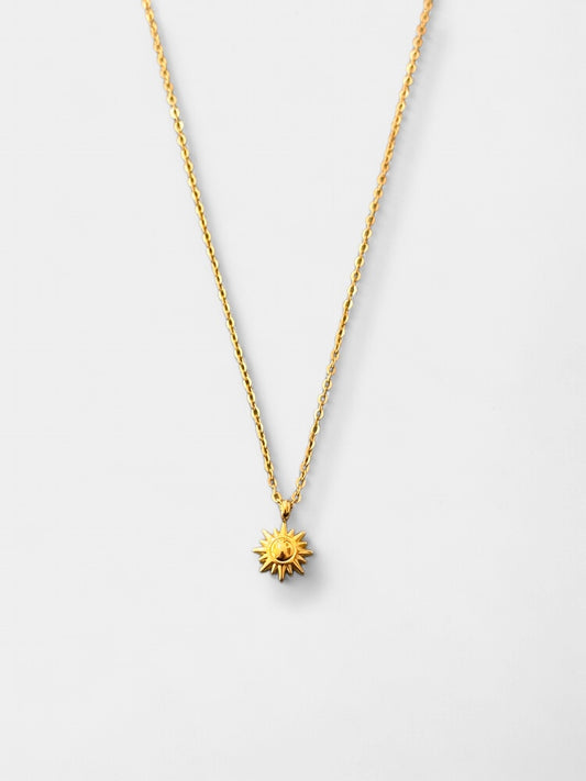 Sol Nascente | Colar com corrente chapada em ouro 14k