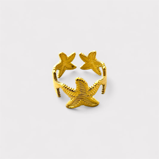 Dança das Estrelas | Anel ajustável com banho de ouro 14k