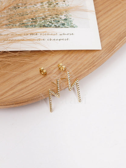 Volt | Brinco Raio Dourado com Zircônias