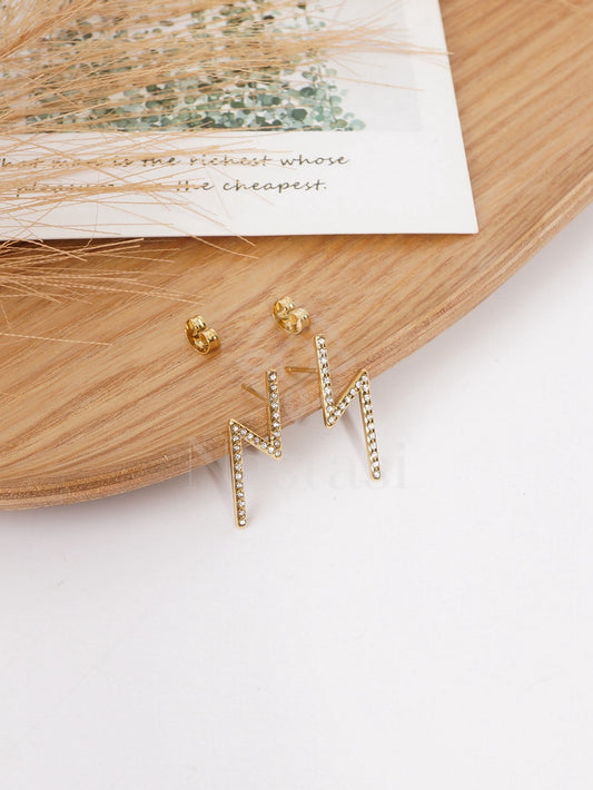 Volt | Brinco Raio Dourado com Zircônias