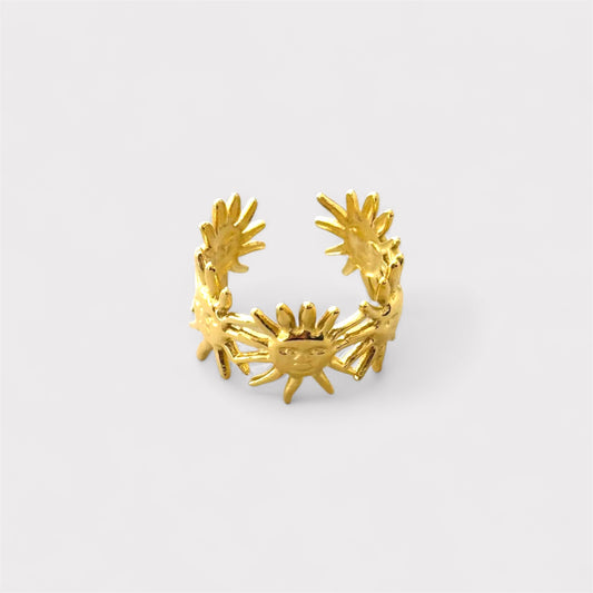Sol de Verão | Anel ajustável com banho em ouro 14k