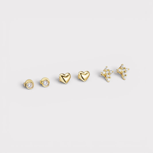 Ámbar dourado | Conjunto de três brincos