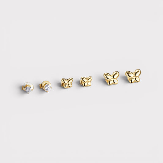 Breeze dourado | Conjunto de três brincos