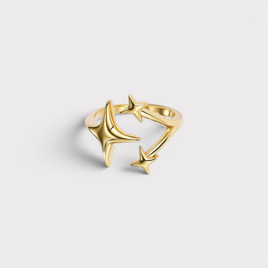 Sparkle dourado | Anel com três estrelas