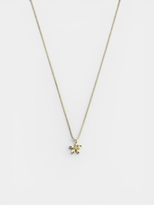 Lani dourada | Colar de corrente com flor